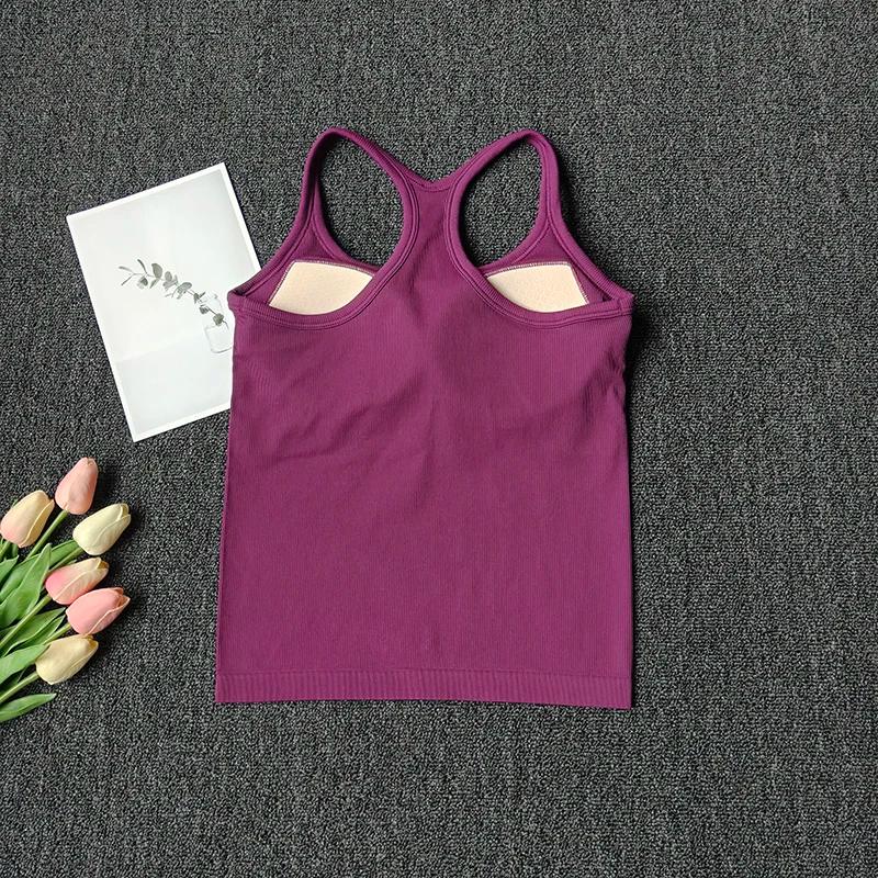 Débardeur de Yoga côtelé sans manches pour femmes, débardeur de gymnastique, Push Up, gilet de Sport