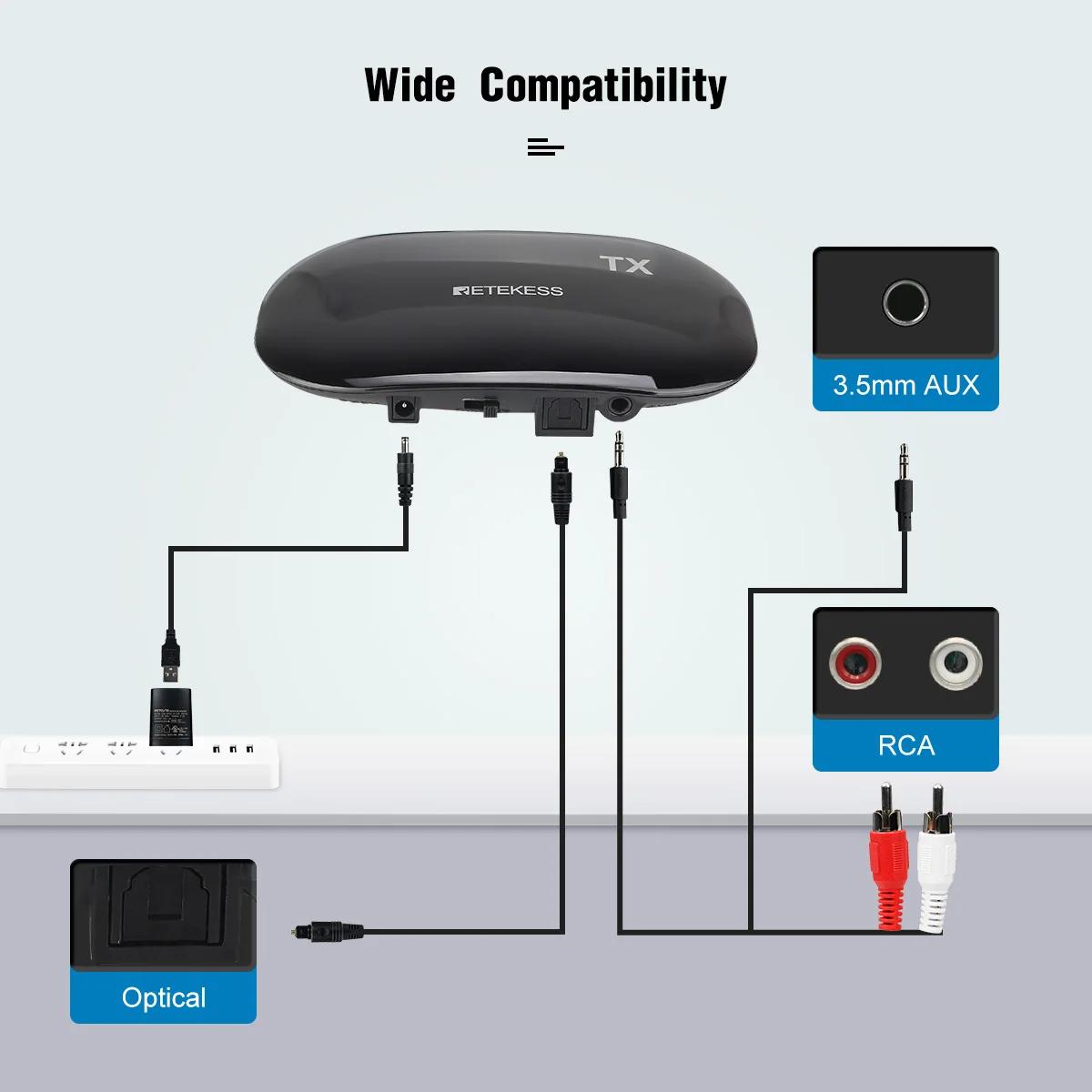 Retekess-Casque sans fil pliable TA005, stéréo, TV, sauna, signal téléphonique, portée 30m, clé muet