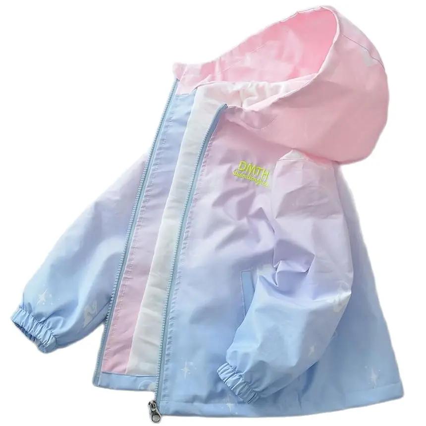 Veste de mode coréenne pour filles et adolescentes, manteau à capuche dégradé décontracté pour garço