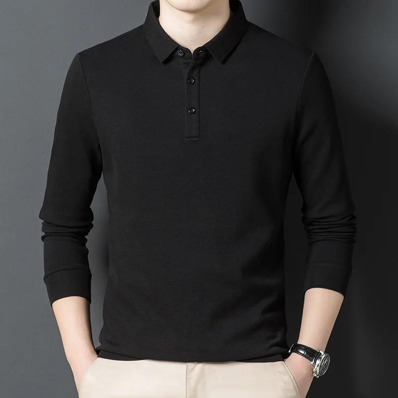 Polo décontracté à manches longues pour homme, 100% coton, avec Logo de marque de luxe, de styliste,