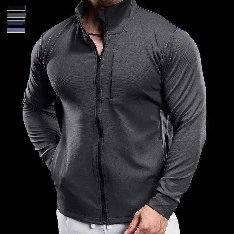 Veste de sport homme à fermeture éclair - Sweat-shirt fitness séchage rapide veste jogging course décontractée