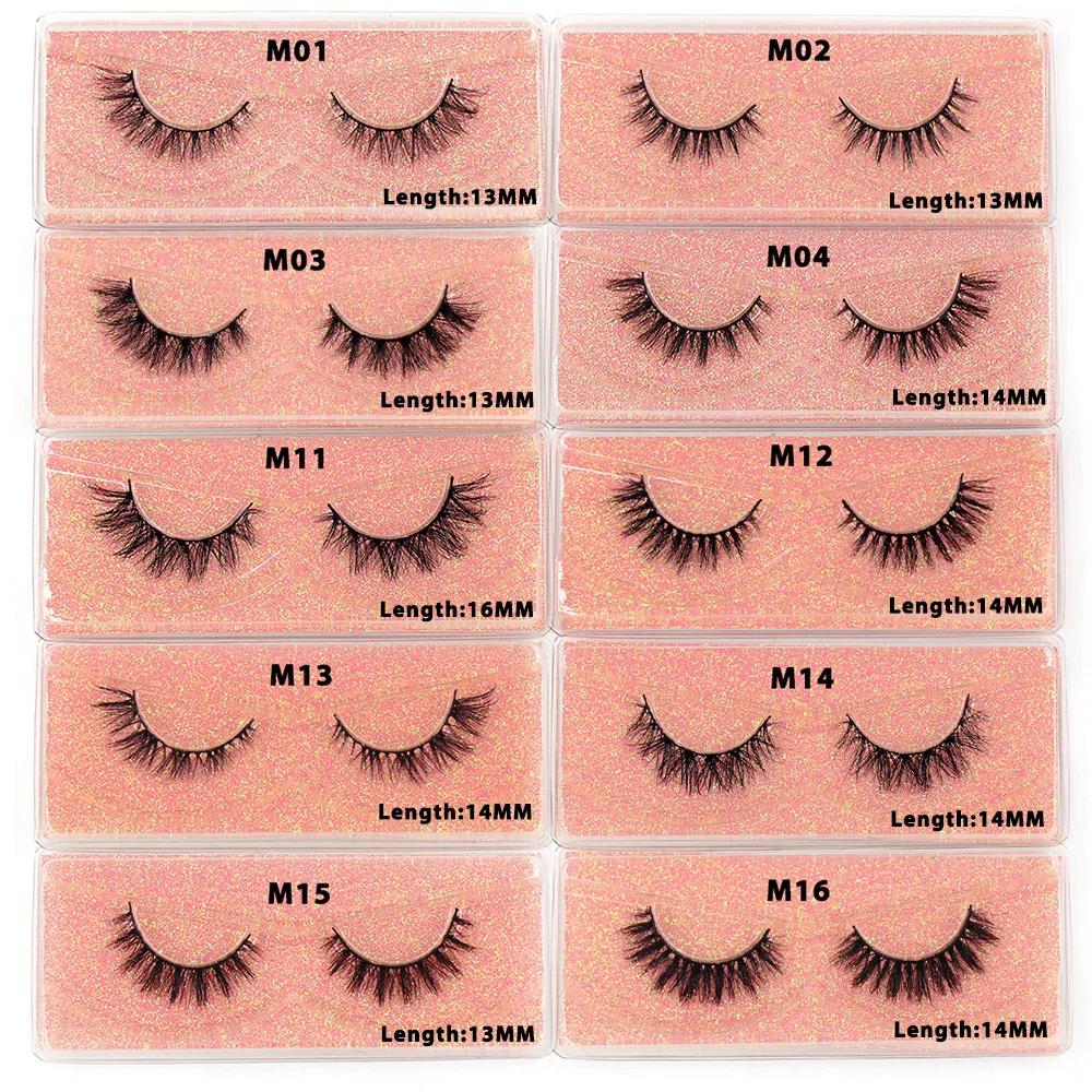 LEHUAMAO Maquiagem cils courts en vison naturel cils vaporeux moelleux Volume 12mm-15mm faux cils Ex