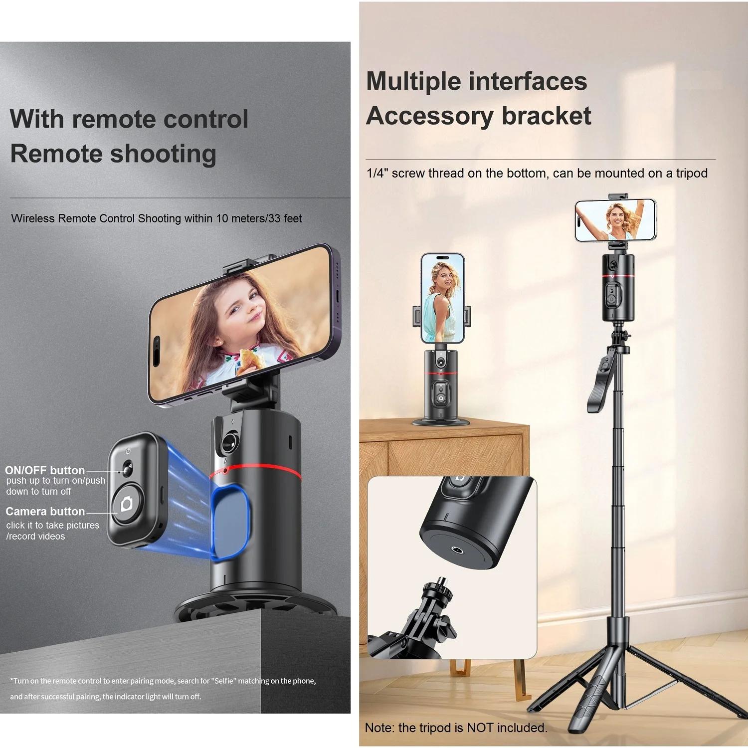 Trépied à suivi automatique du visage, rotation à 360 °, support de téléphone à suivi automatique, t
