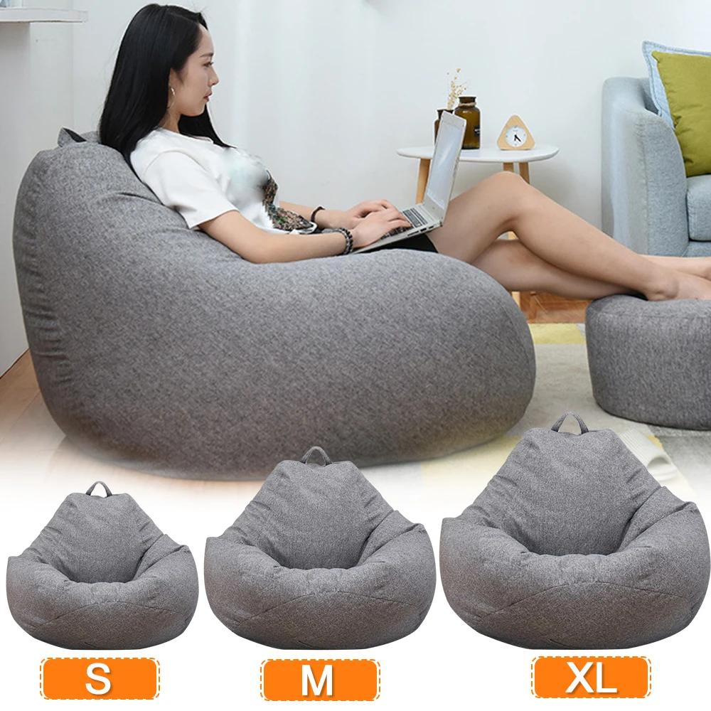 Juste de canapé paresseux sans remplissage, siège de chaise longue en lin, pouf, canapé bouffant, ta