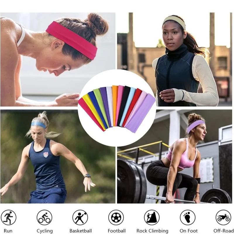 Bande de cheveux élastique bandeaux de mode couleur unie tricoté sport course Fitness Yoga bandes de
