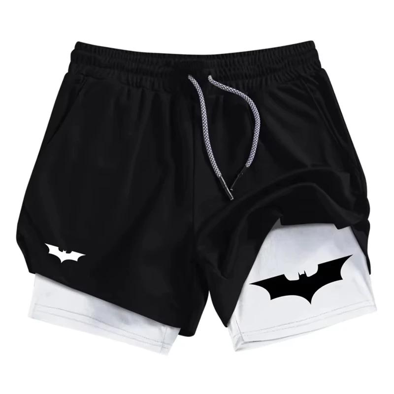 Short de performance 2 en 1 imprimé chauve-souris pour hommes - Respirant et à séchage rapide pour l'entraînement