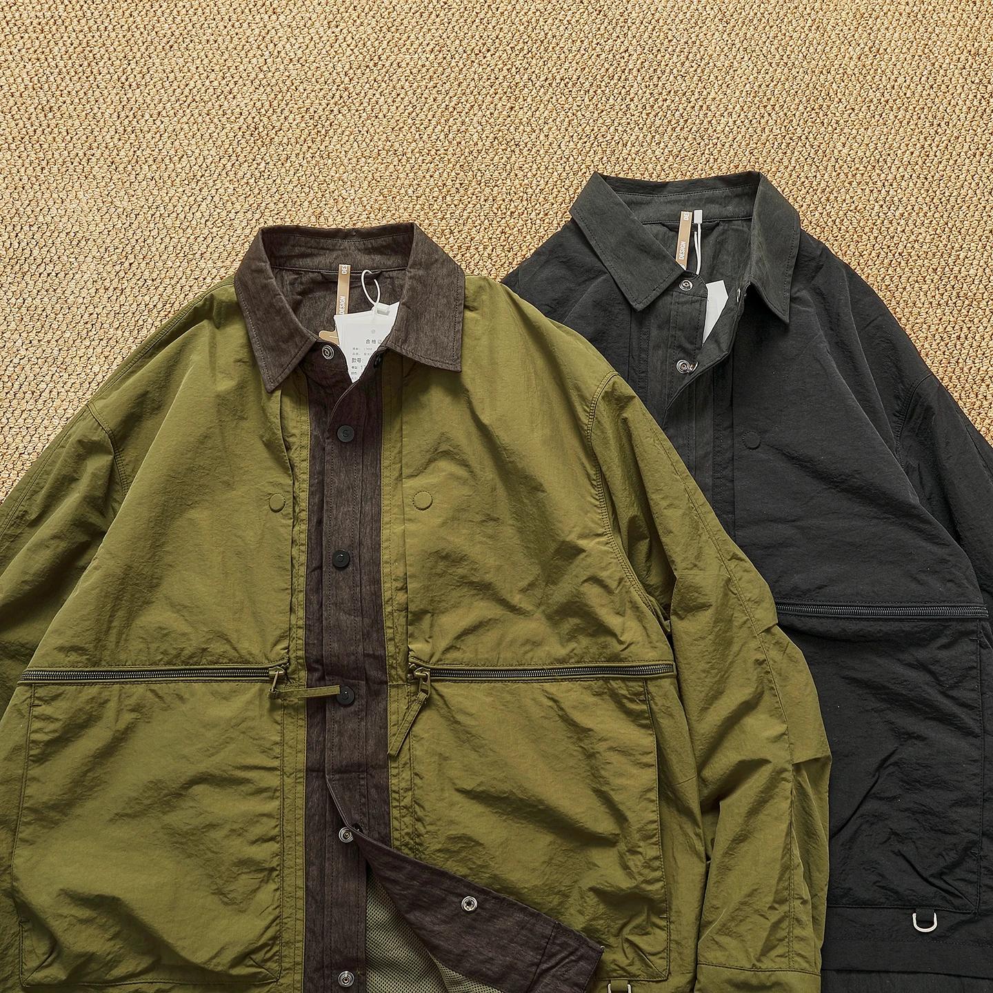 Veste à revers deux pièces pour hommes, nouveau manteau Cargo ample et décontracté, Vintage japonais