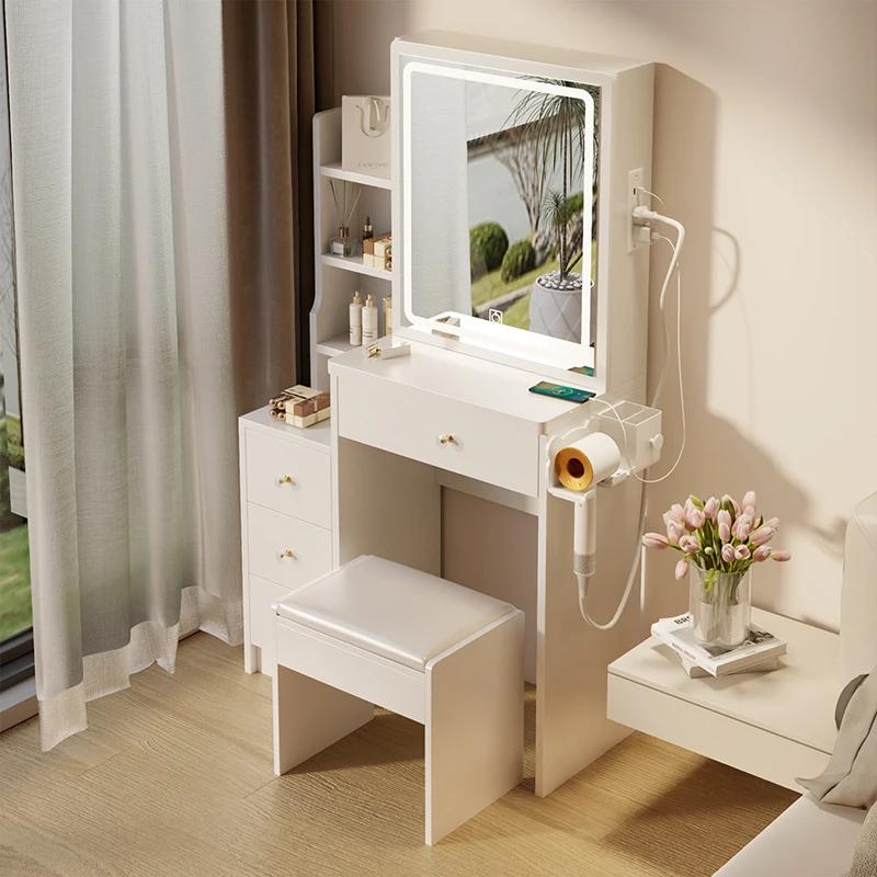 Support de sèche-cheveux tactile extra large, 2 AC + 2 USB Power Station, Table de chevet, Tabouret