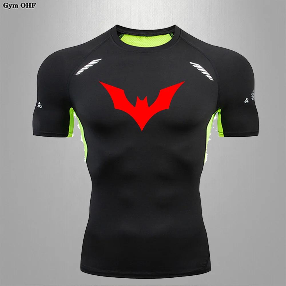 T-shirt compression homme séchage rapide course Gym Fitness serré vêtements sport été respirant araignée manches courtes