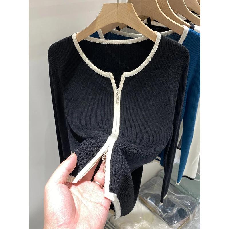 Pull tricoté femmes Cardigans nouveau à manches longues col rond blanc tricot pull Cardigan haut pou
