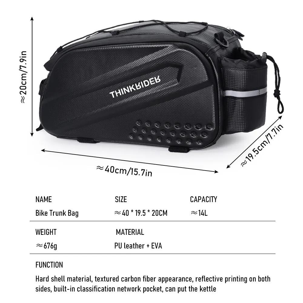 ThinkRider Vélo Dur Shell Tear Punch Sac, 14L grande capacité Punch Sac, Anti-Splash Matériel, avec