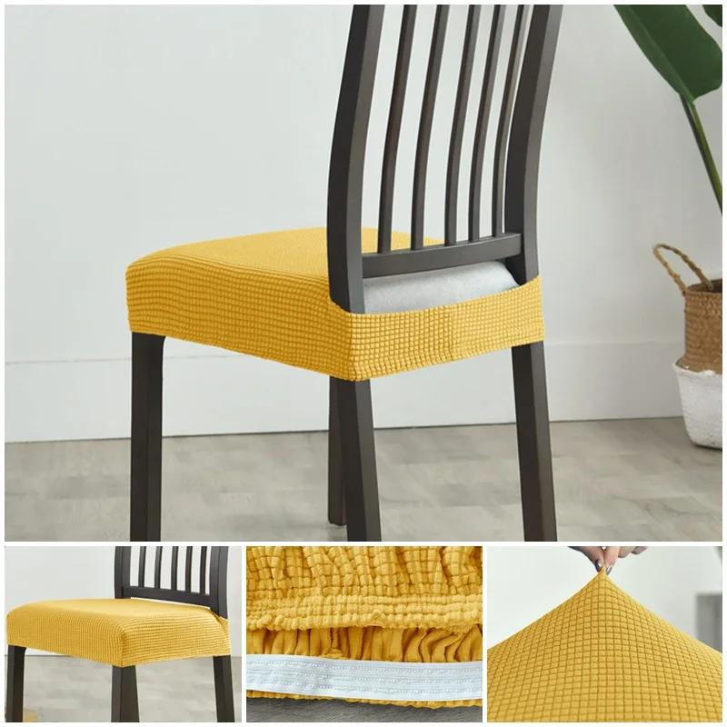 Housse de siège de chaise de salle à manger extensible, en Jacquard, couleur unie, amovible, Anti-po