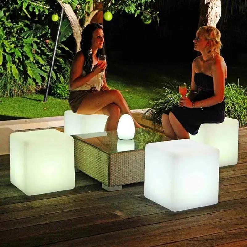 Siège Cube électroluminescent LED télécommandé pour l'extérieur, 16 couleurs, tabourets de Bar KTV,