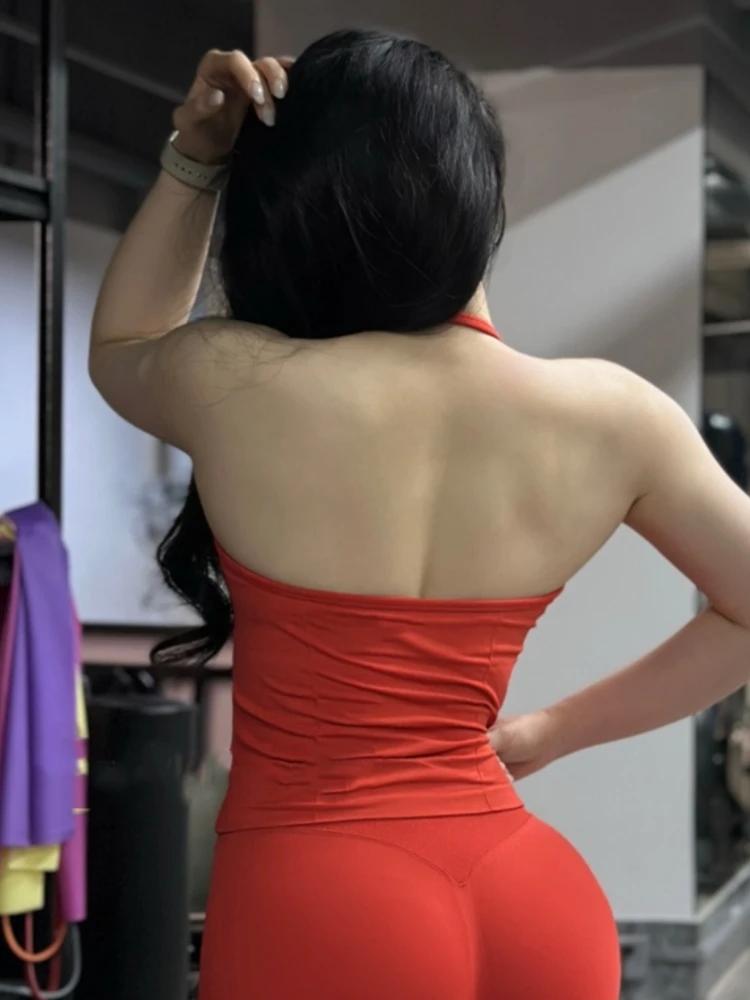 Haut de gymnastique à bretelles longues sans couture, sans Logo, dos nu, vêtements de gymnastique po