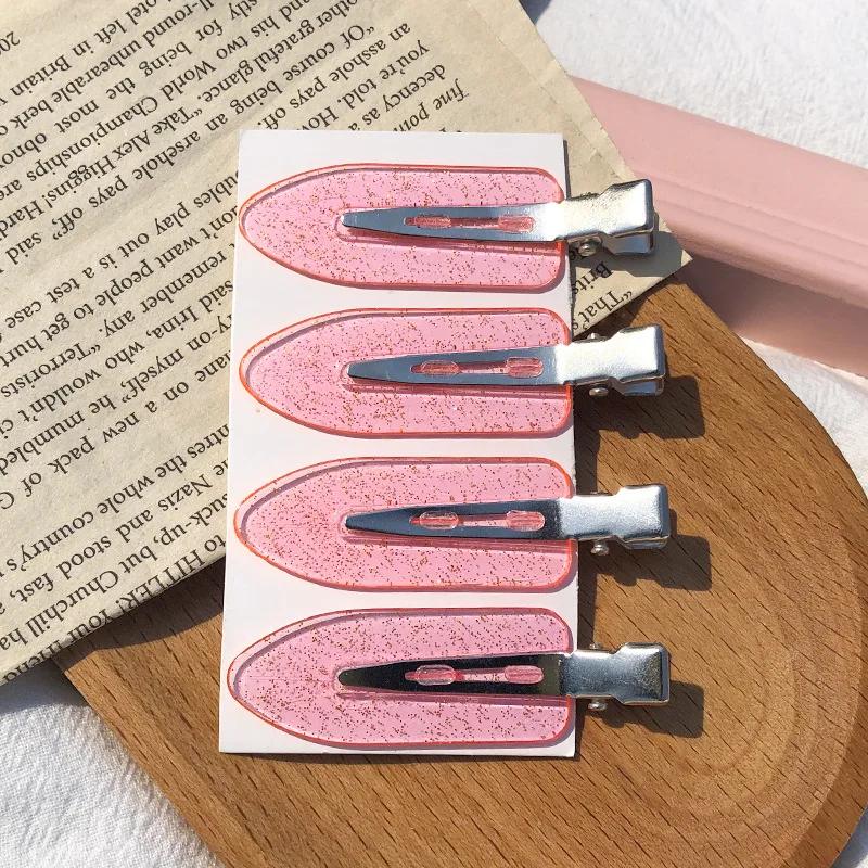 Pinces à cheveux sans couture, 4 pièces/ensemble, Barrette à frange latérale, maquillage, lavage du