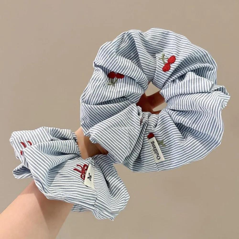 2 pièces de bandeau serré cerise à nœud rayé bleu de style coréen exquis, nouveau accessoire de chev