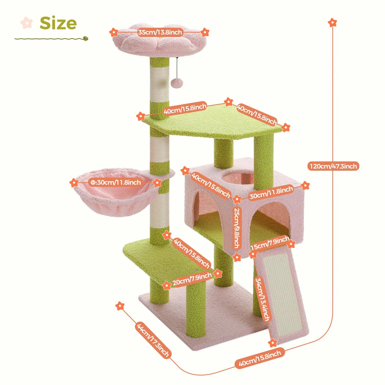 Tour d'arbre à chat à plusieurs niveaux avec poteaux à gratter recouverts de sisal, condo mignon pou