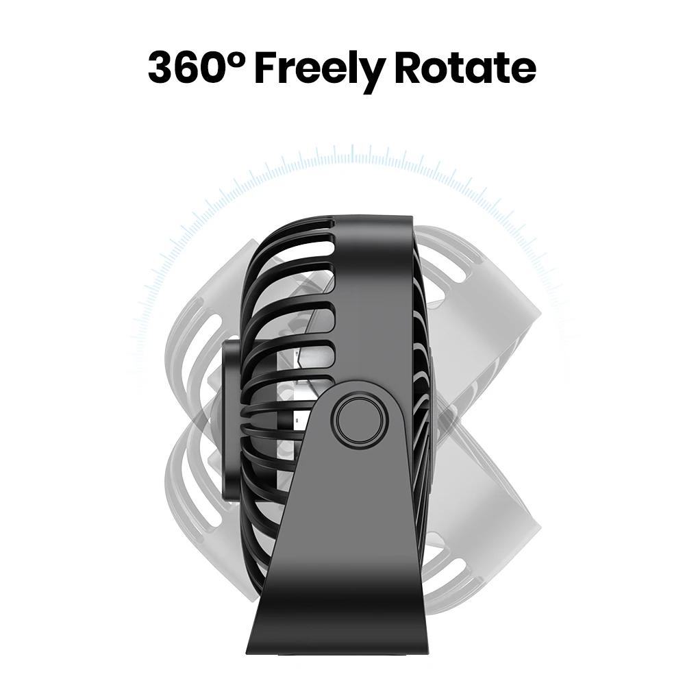 TOPK Mini ventilateur portable USB de 4 pouces pour le camping, ventilateur personnel de table de bu