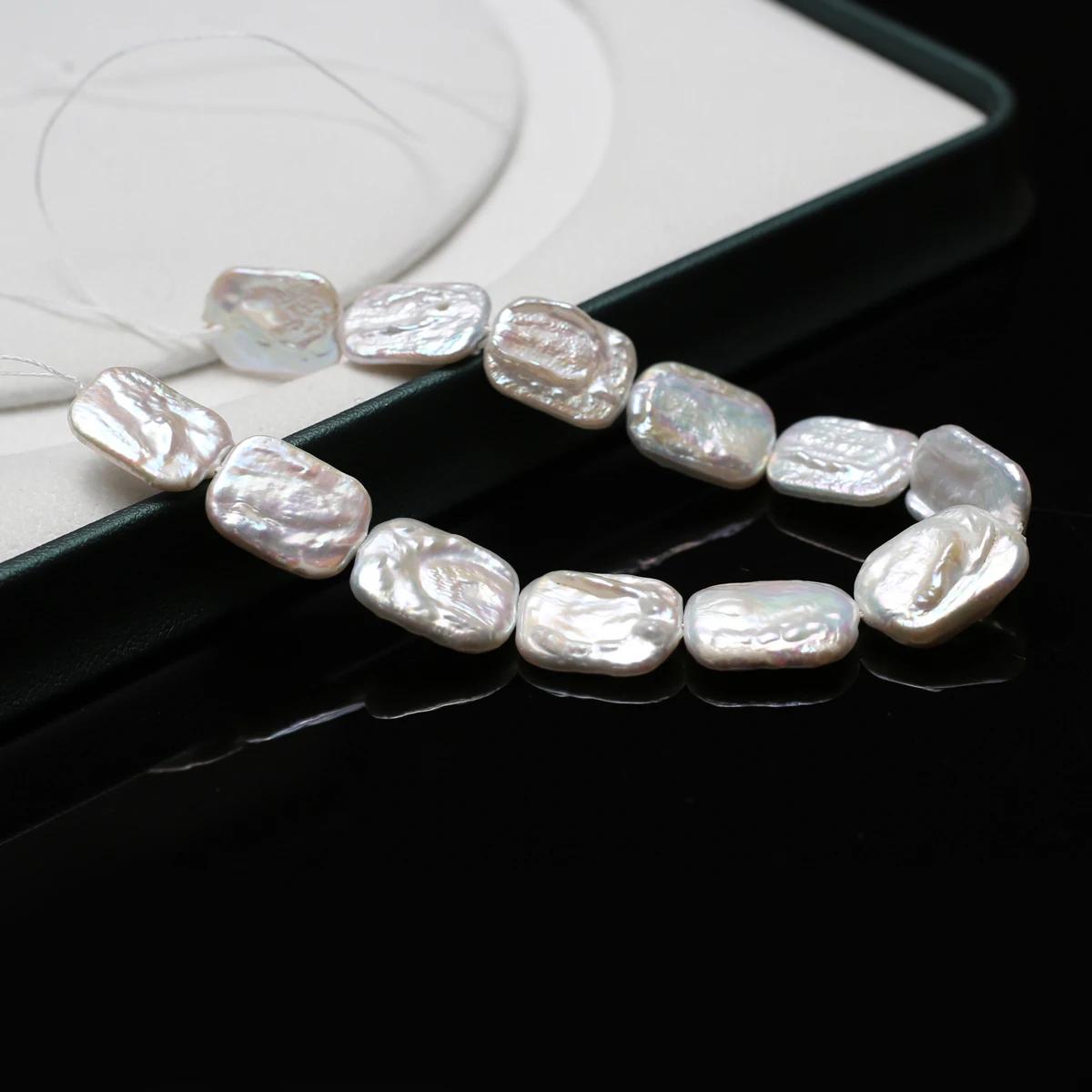 Perles rectangulaires 12x16mm, 18cm, fil de perles d'eau douce naturelles pour la fabrication de bij