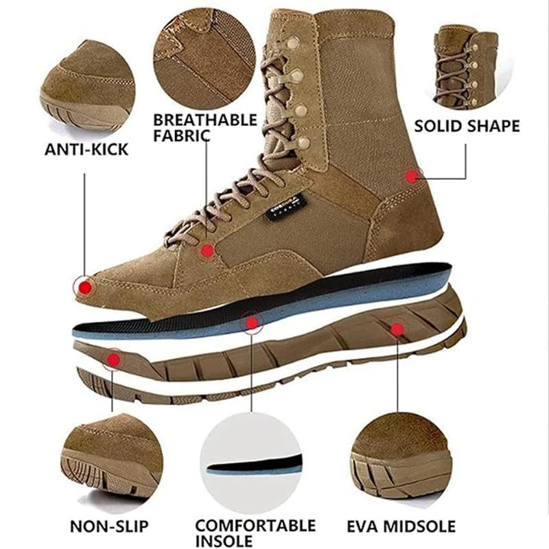 YEVHEV PAVEHAWK Bottes tactiques de 8 pouces pour hommes, bottes militaires légères et décontractées