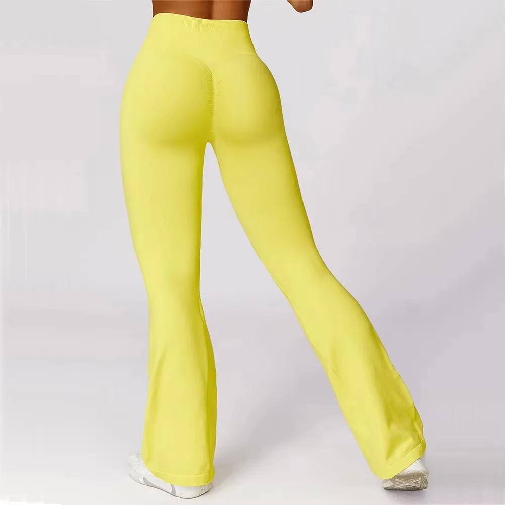 Leggings évasés sans couture femme taille haute - Pantalon yoga jambes larges pour danse et fitness