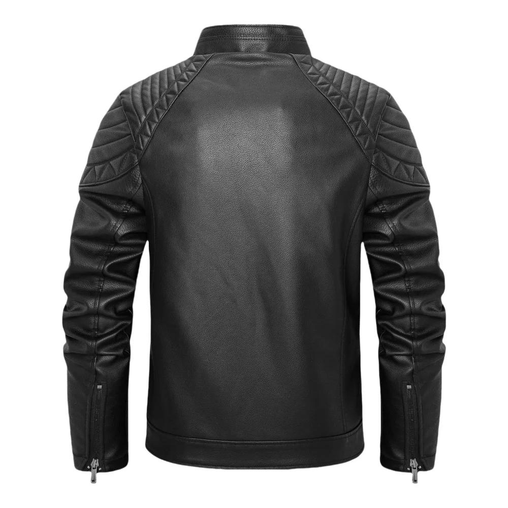 Veste rembourrée en cuir PU pour hommes, taille européenne, avec capuche et col de style moto, vêtem