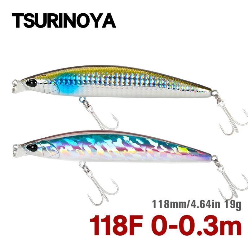 TSURINOYA 118mm 19g 0-30cm leurre de pêche flottant à plage peu profonde DW95 118F bar marin méné pê
