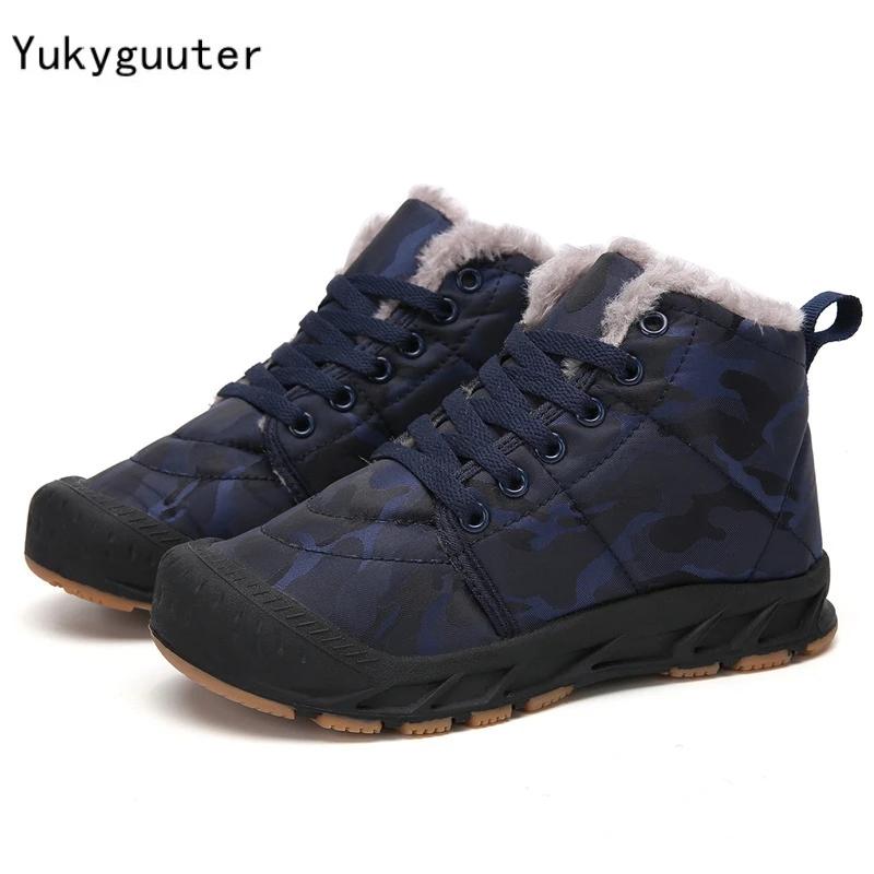 Bottes de neige imperméables pour enfants, chaussures d'extérieur chaudes, bottes courtes pour garço
