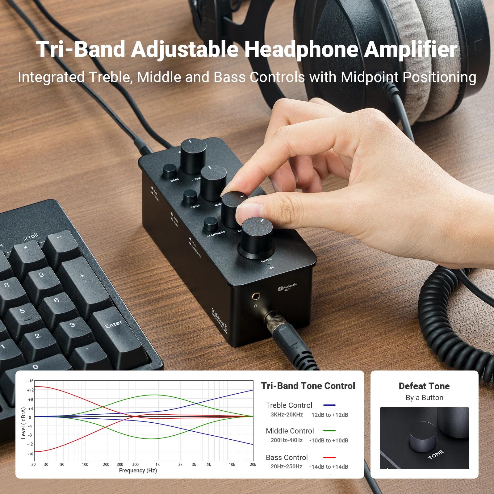 Fosi Audio SK01 amplificateur et préamplificateur de casque 2 en 1 pour écouteurs, amplificateur de