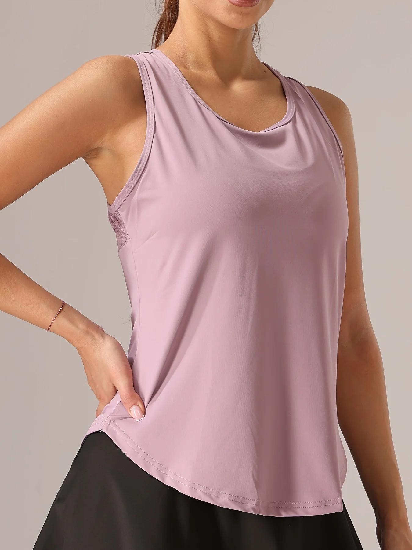 Débardeur athlétique sans manches pour femme – Dos en maille et design croisé