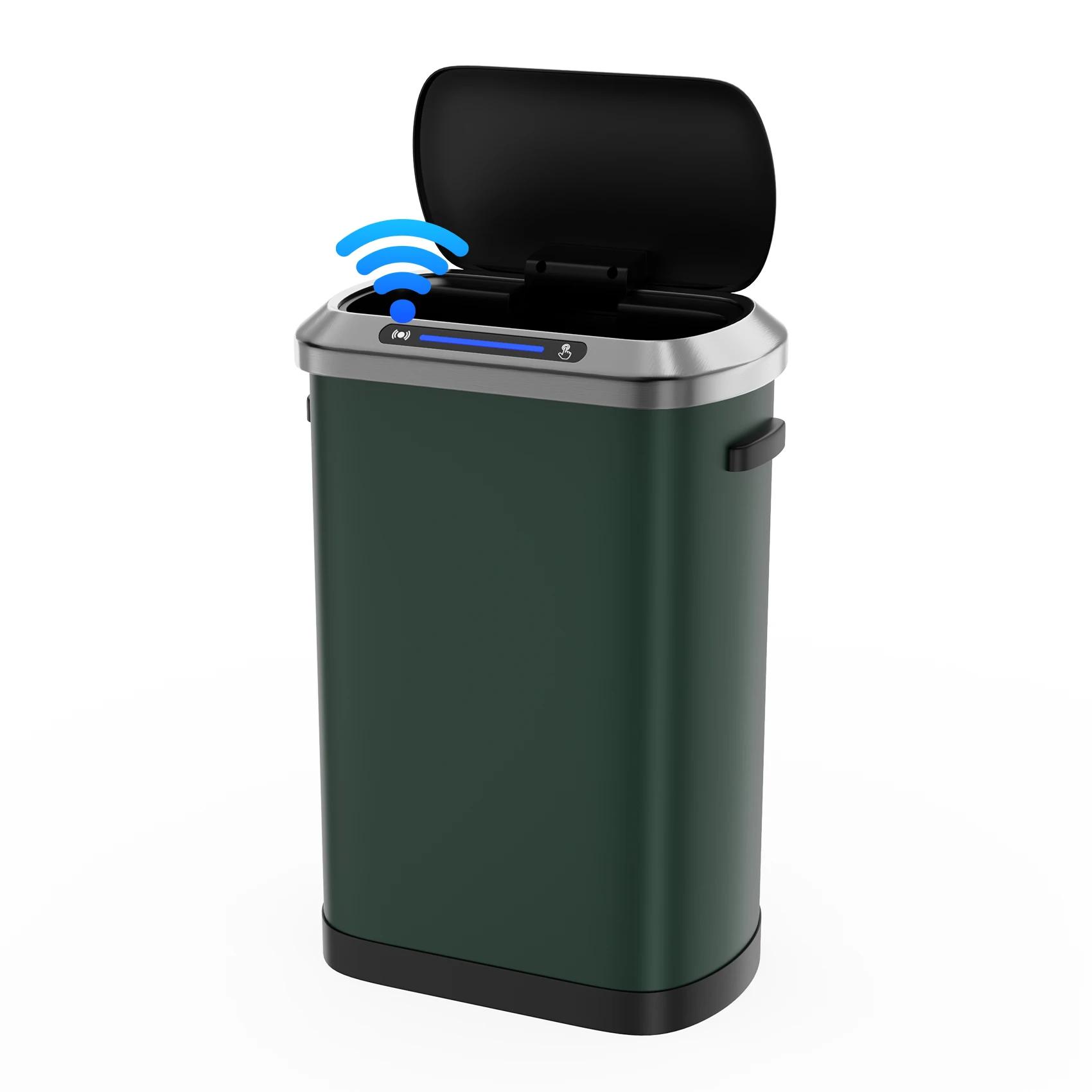 Poubelles automatiques intelligentes, 50L, capteur intelligent complet, vert