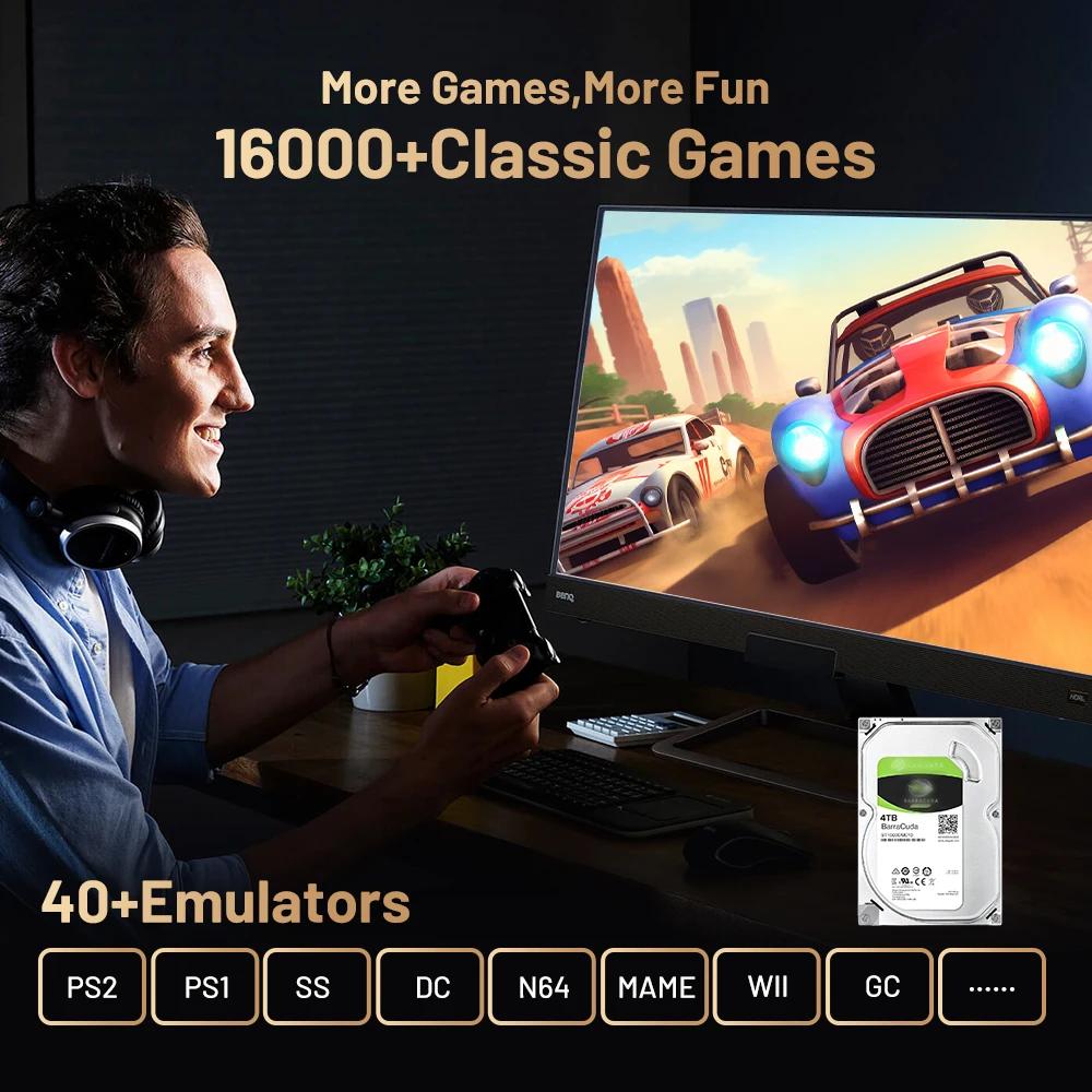 Kinhank Consoles de jeux vidéo rétro Super Console X5 PRO Plug and Play 4T avec 16000 jeux pour PS2/