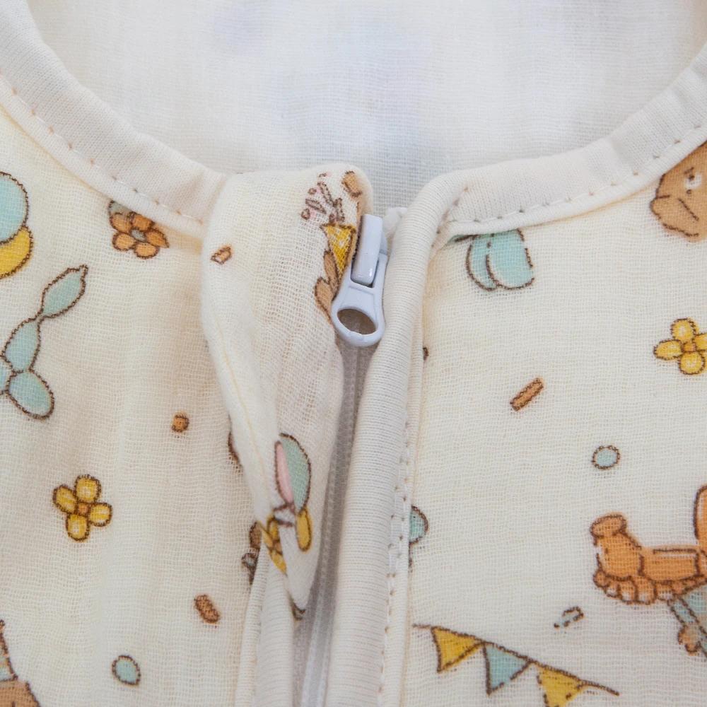 Sac de couchage pour bébé, manches amovibles, gaze fine et respirante en coton, conception à fermetu