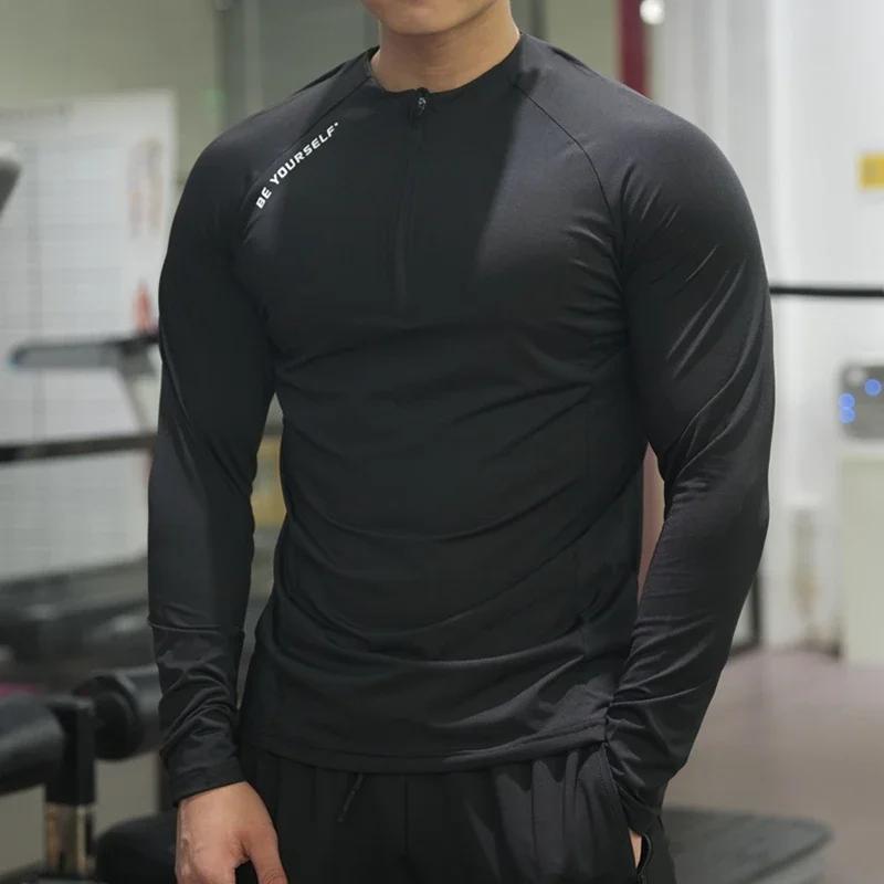 T-shirt de sport de compression à manches longues pour hommes, t-shirt de course, sweat-shirt de jog