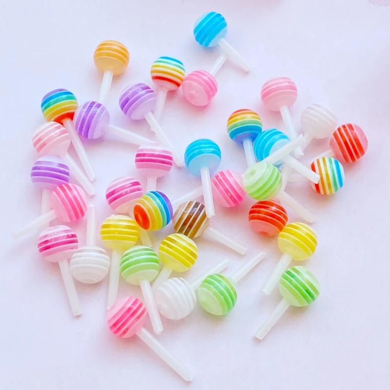 40 pièces nouveau mignon mixte petite sucette résine Figurine artisanat Flatback Cabochon ornement f