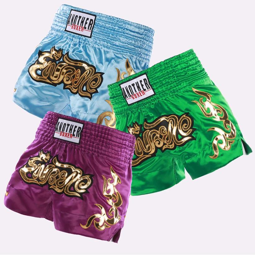Short Muay Thai MMA brodé bon marché pour hommes femmes enfants entraînement boxe