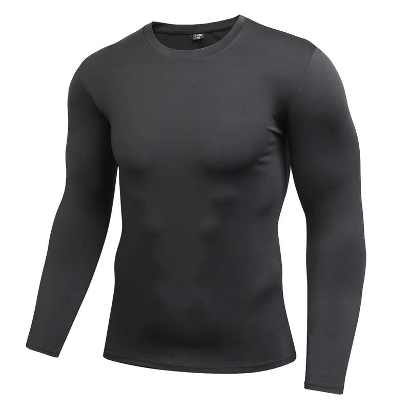 Hommes Compression course T-Shirt Fitness serré à manches longues Sport T-shirt formation Jogging ch