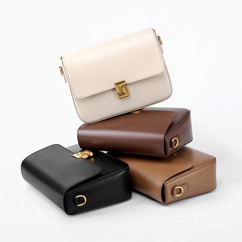 Sac à main décontracté en croûte de cuir pour femmes, sac sous les bras pour dames, sac à bandoulièr
