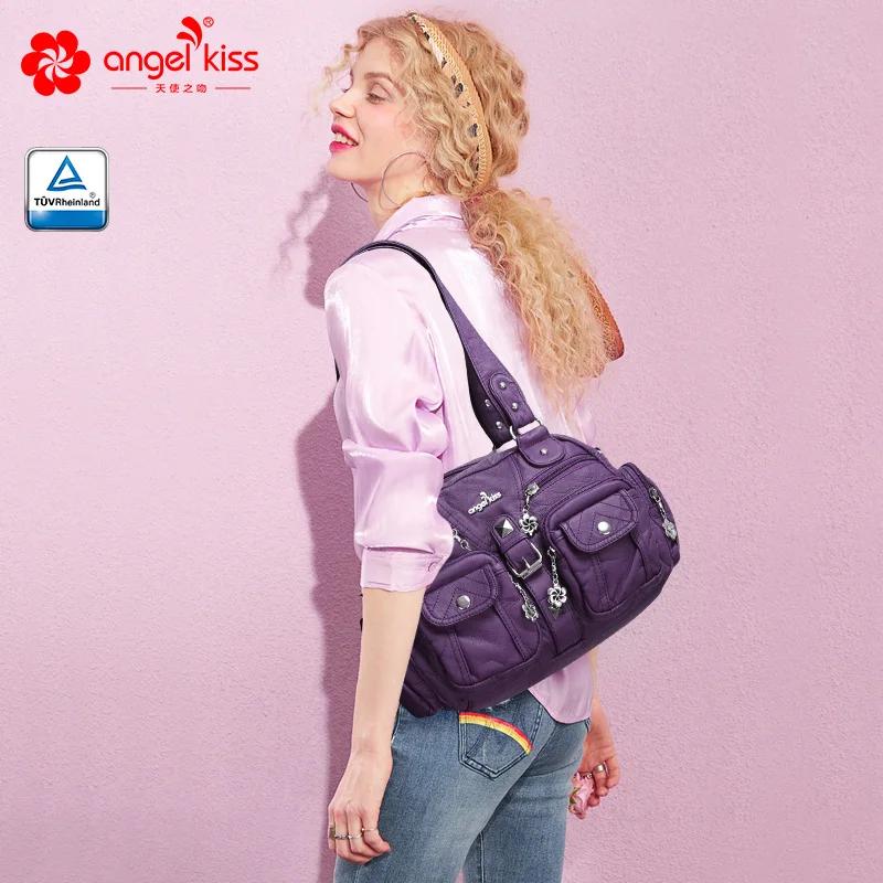 Angelkd'appareils-Sacs à main pour femmes, sacoche à poignée supérieure, sac PU initié, pack de boul