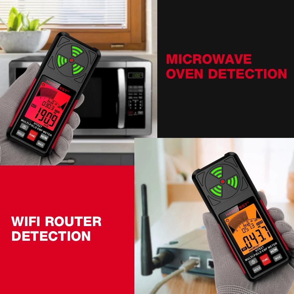 Testeur de rayonnement électromagnétique 3 en 1, testeur de champ de radiofréquence Portable, compte