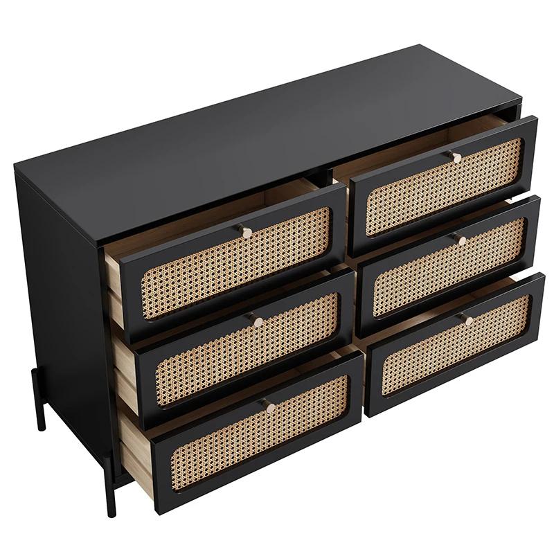 Placard en bois de rotin de cannage moderne, commode 6 MELfur ser, armoire de rangement en bois, buf