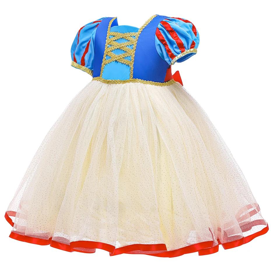 Robe d'été Blanche-Neige pour filles, robe de princesse en tulle respirante à manches bouffantes, ro