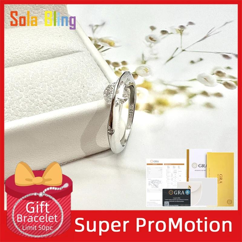 Sola-Bling 100% Pass diamant testeur Moissanite bague 925 bagues en argent Sterling pour les femmes