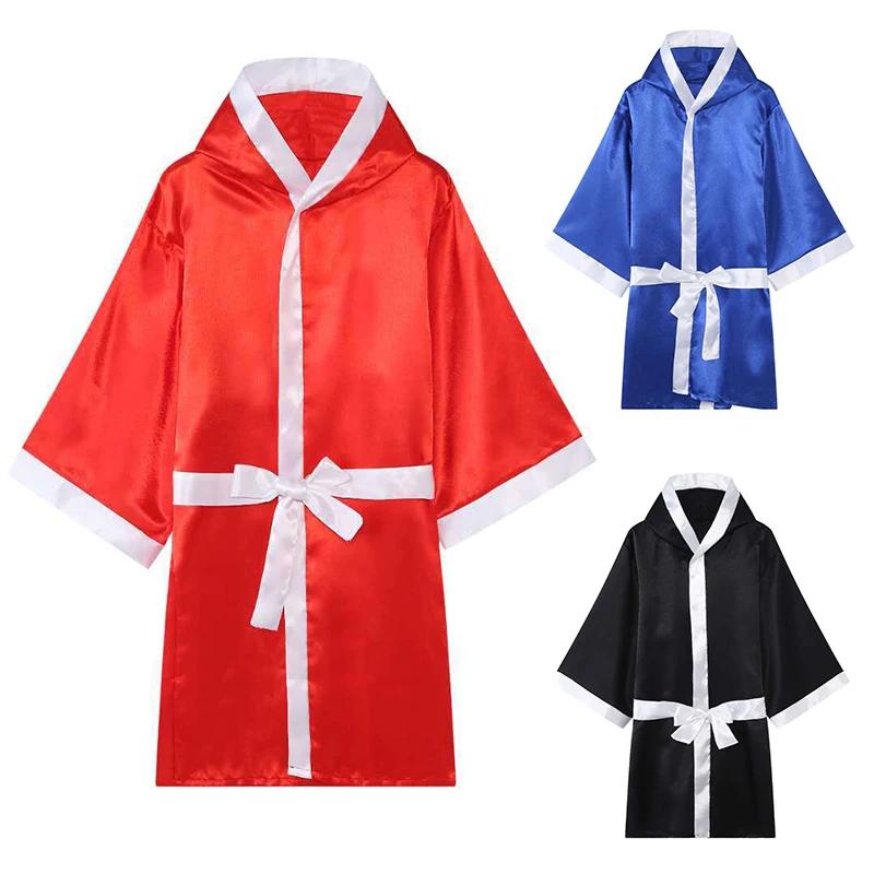 Robes de boxe MMA avec capuche pour hommes et femmes, pleine longueur, satin, walkout, arts martiaux