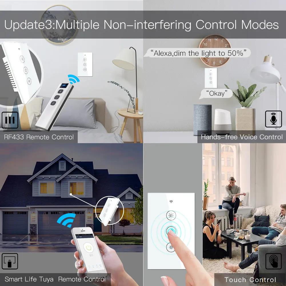 Joli variateur de lumière intelligent WiFi RF, 2 voies, 3 voies, vie intelligente, Tuya, nous contrô