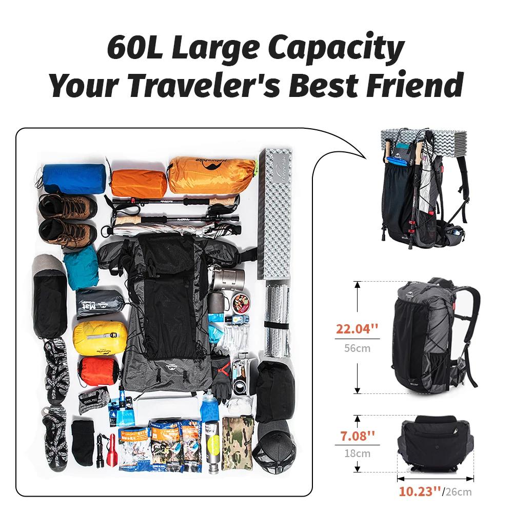 Sac à dos 40L Naturehike pour randonnée et trekking - Housse incluse homme voyage