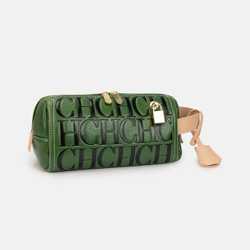 Sac de poitrine CH de luxe avec lettres en relief, sac banane rétro cylindrique grande capacité pour