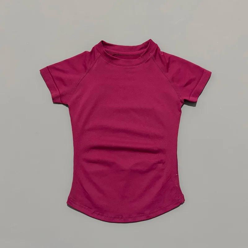 HISTELLO Df Haut de sport uni à manches courtes pour femme, sans couture, pour yoga, fitness, gym, j