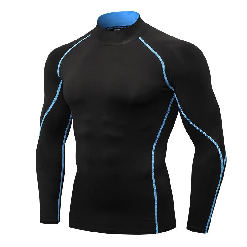Chemises de Compression à manches longues et col haut pour hommes, collants de sport Cool et sec, Pr