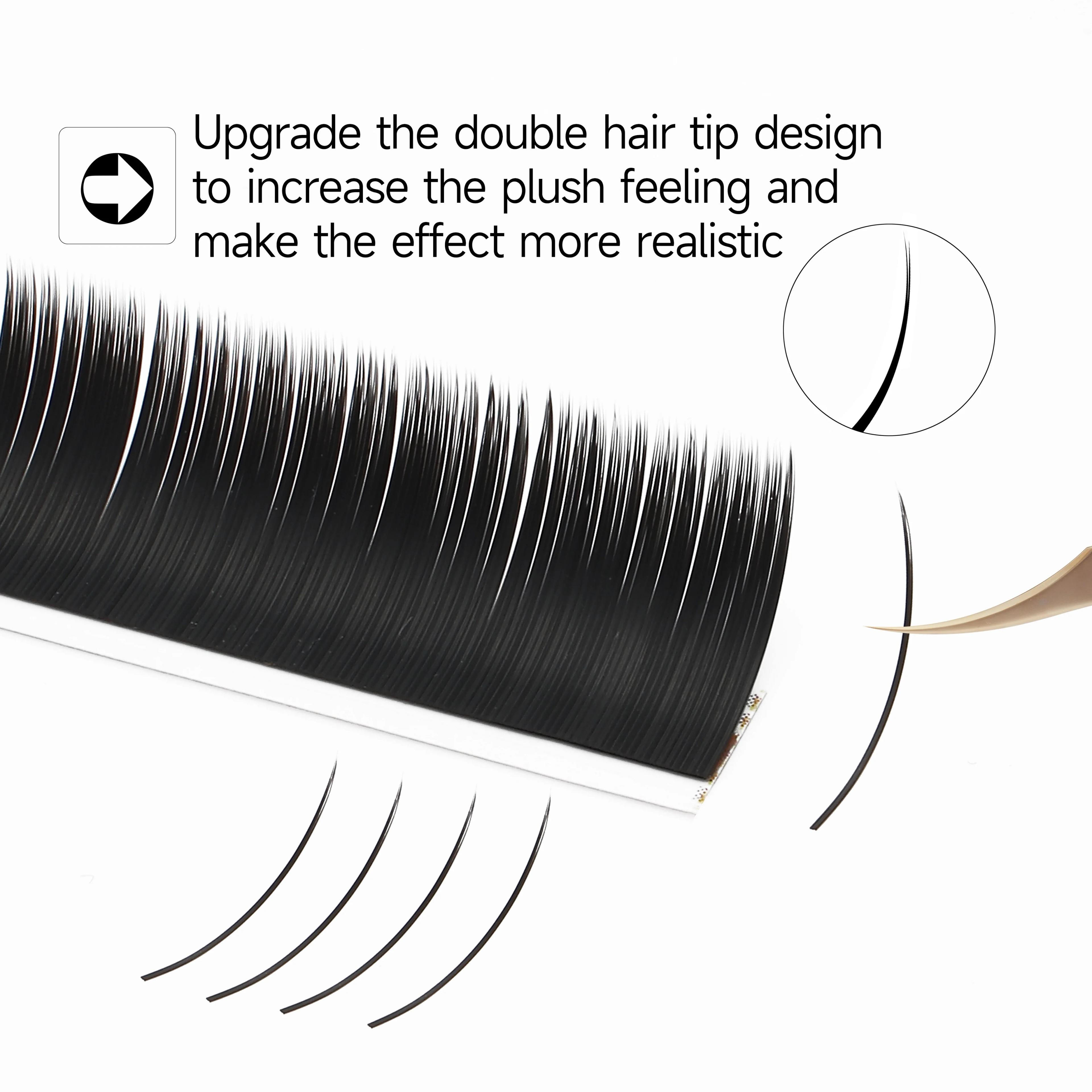 XIUSUZAKI Ellipse plat cils pointes fendues mat gris noir couleur Super doux doux naturel Extension